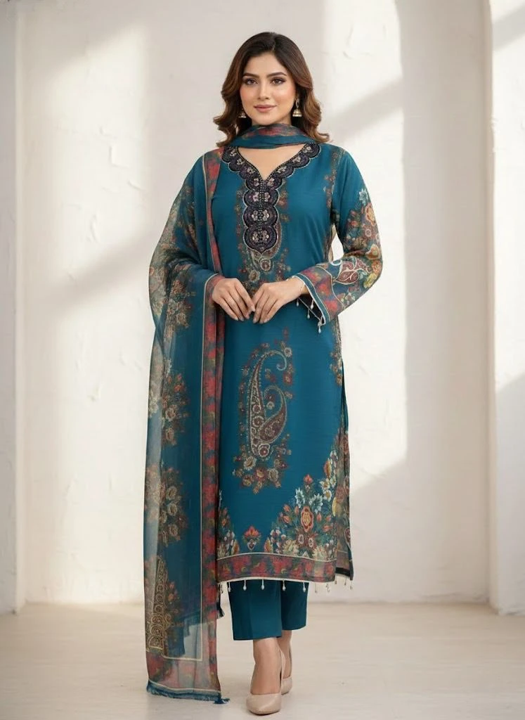Exclusive Embroidered Three-Piece