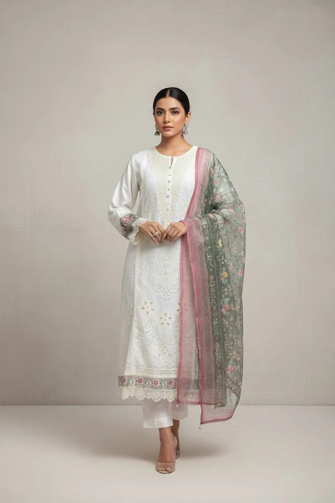 Exclusive Embroidered Three-Piece