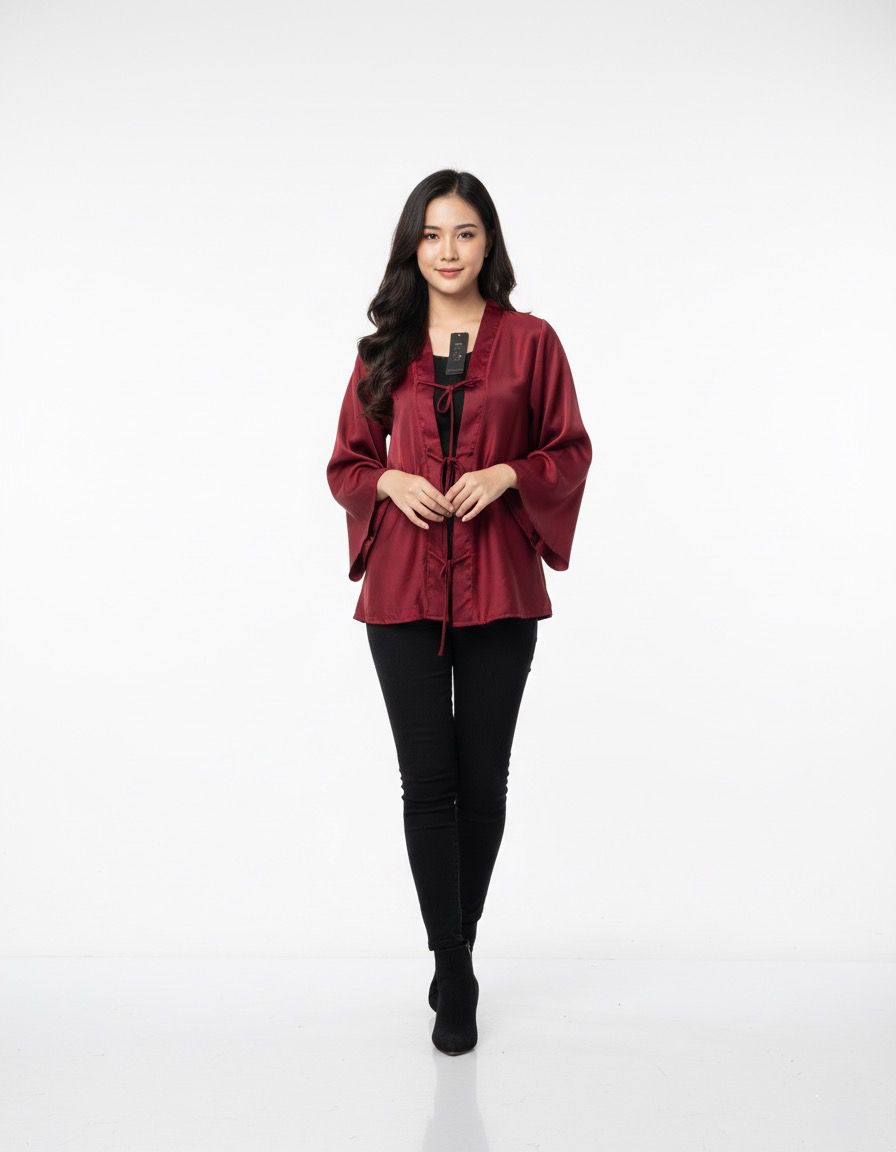Elegant Silk Blend Kimono Jacket | Versatile Oriental Style Cardigan for Women