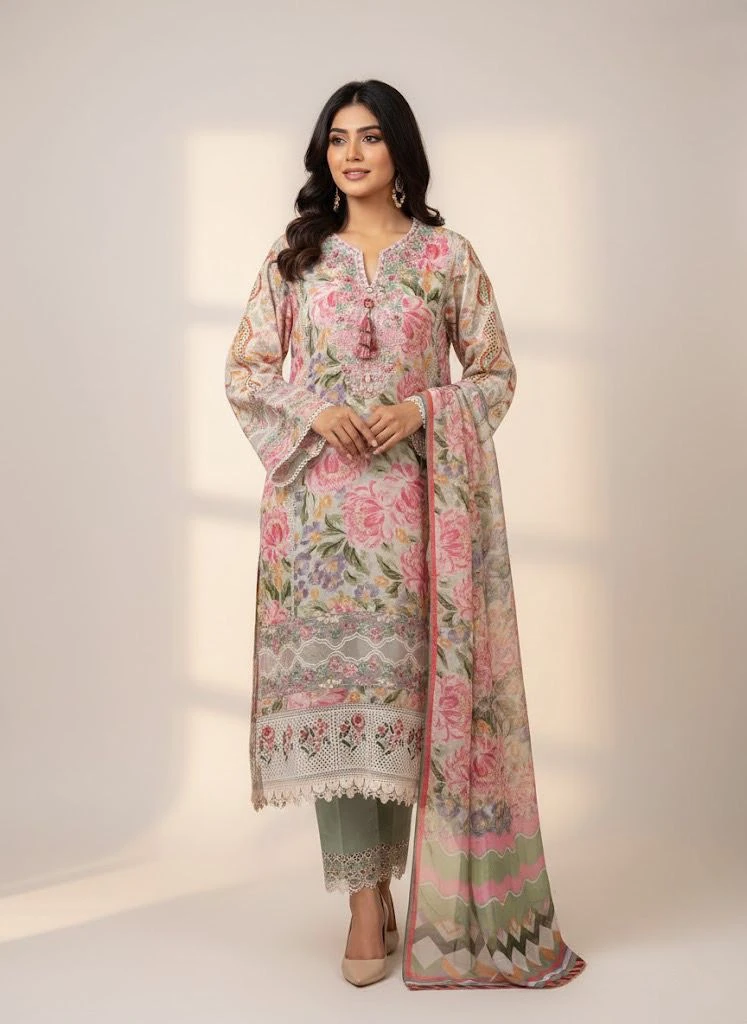 Exclusive Embroidered Three-Piece