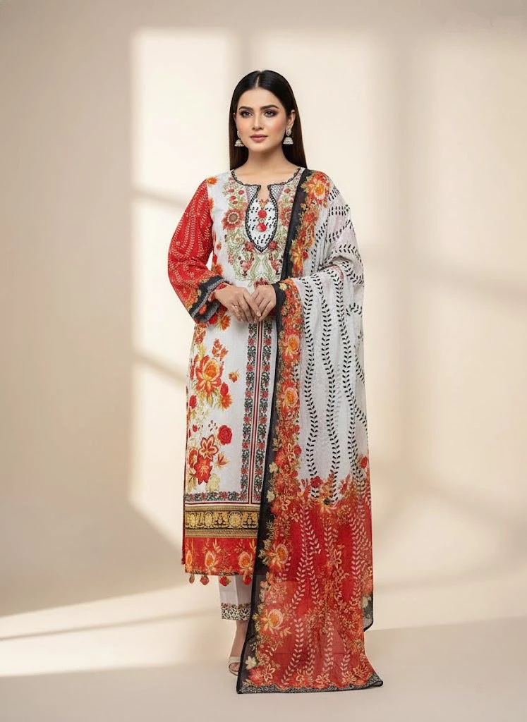 Exclusive Embroidered Three-Piece