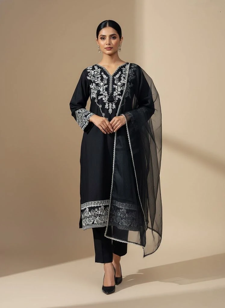 Exclusive Embroidered Three-Piece