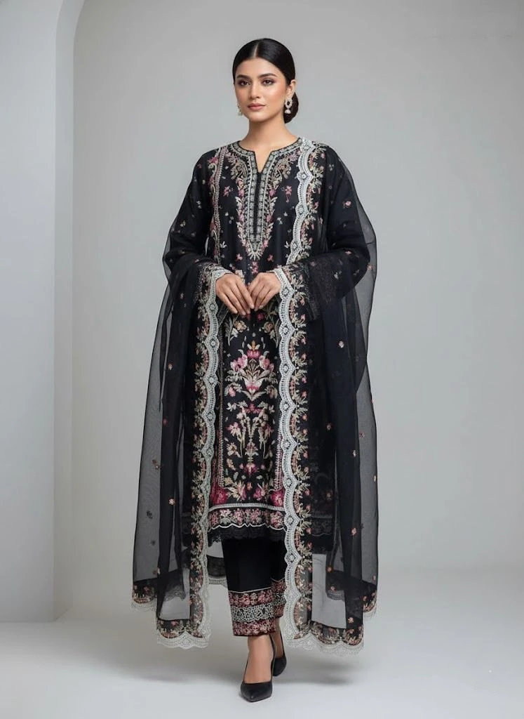 Exclusive Embroidered Three-Piece