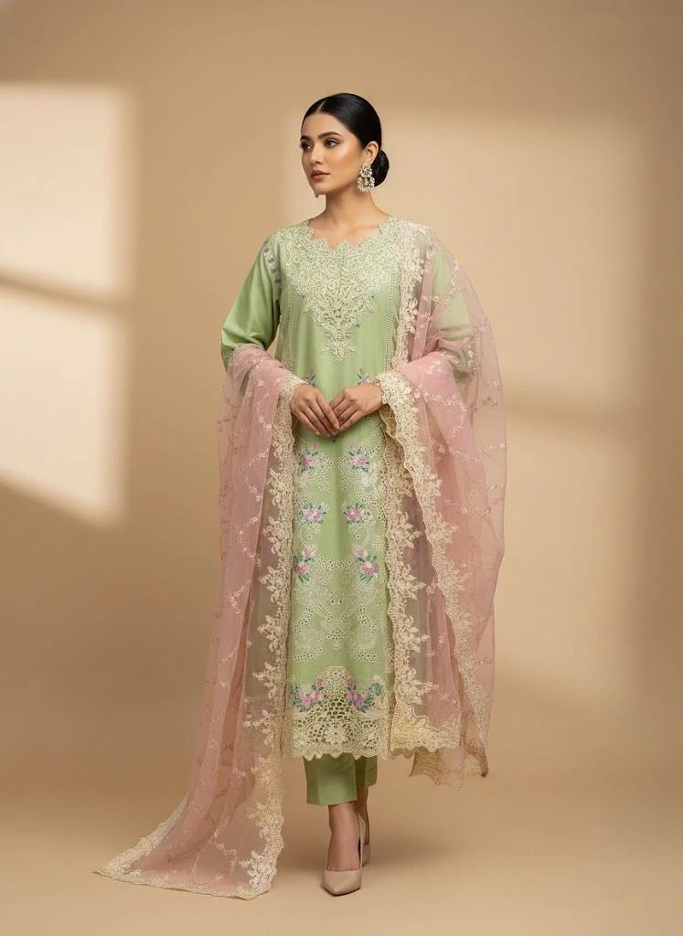 Exclusive Embroidered Three-Piece