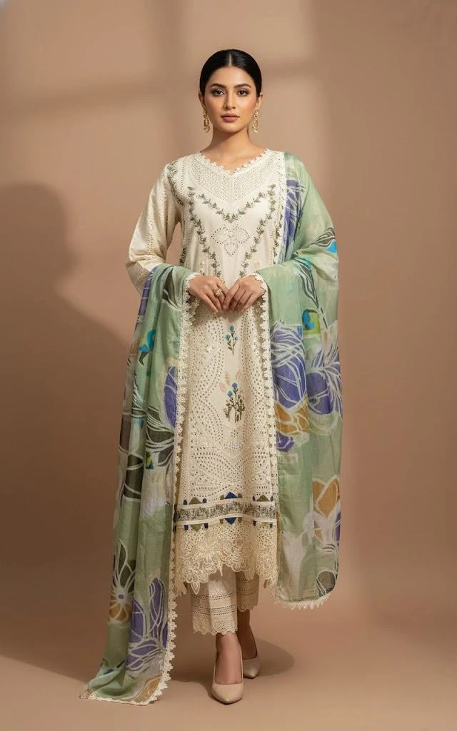 Exclusive Embroidered Three-Piece